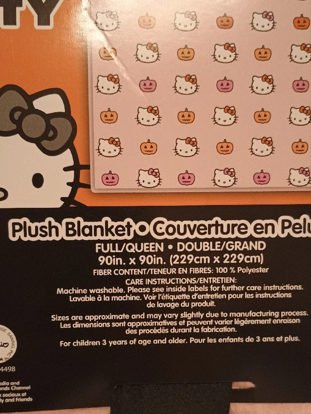NWTS Sanrio Hello Kitty Halloween Pink Pumpkin Full Queen Plush Blanket Viral